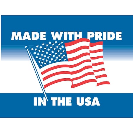 Decker Tape Products Label, DL1660, FLAG MADE WITH PRIDE IN THE USA, 3" X 4" DL1660